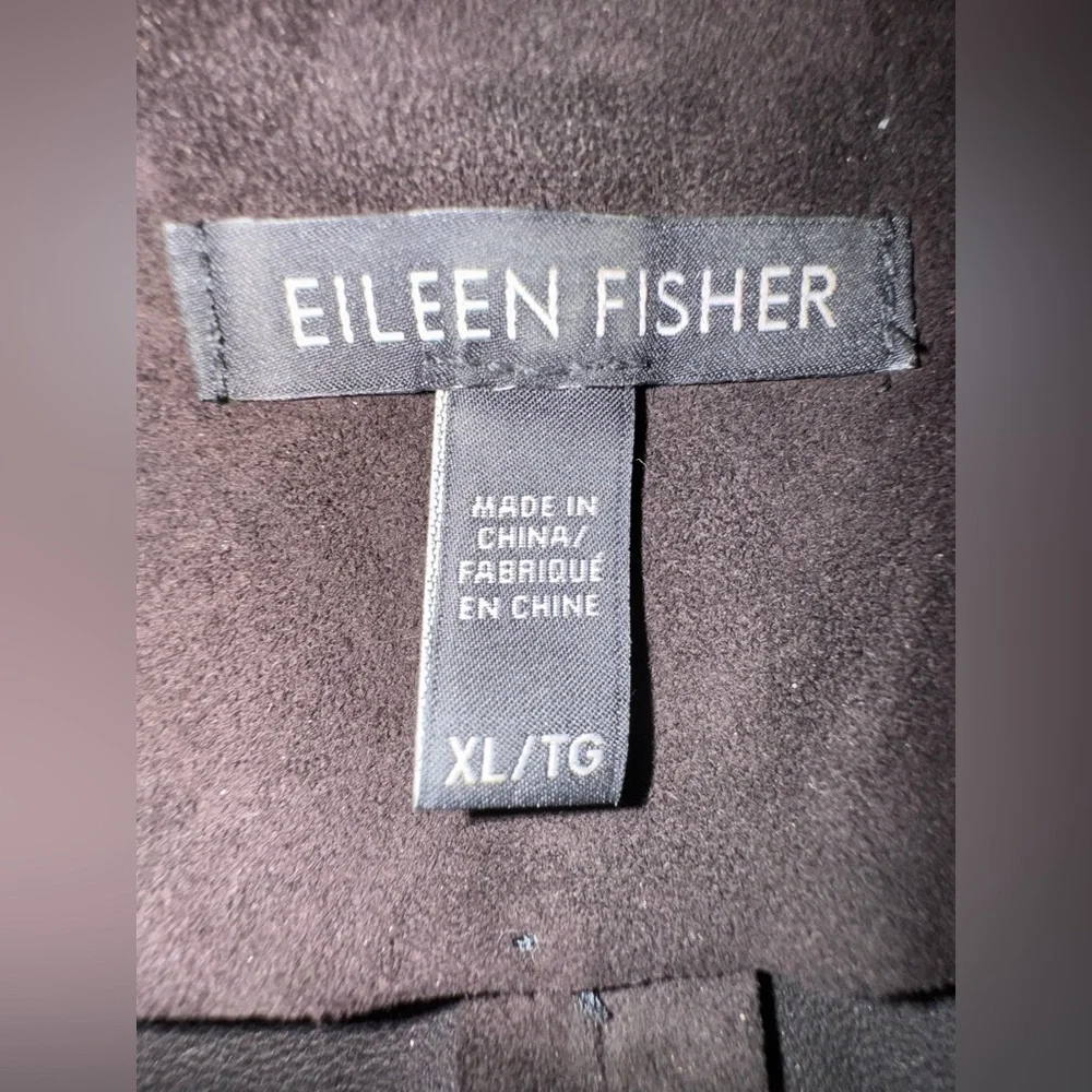 Gorgeous Eileen Fisher chocolate brown Suede Open Front Jacket XL